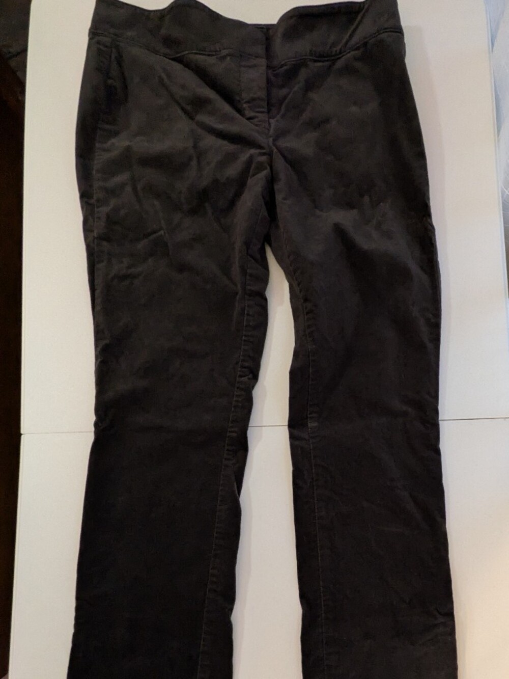 Ann Taylor Grey Velveteen Slim Straight Pants